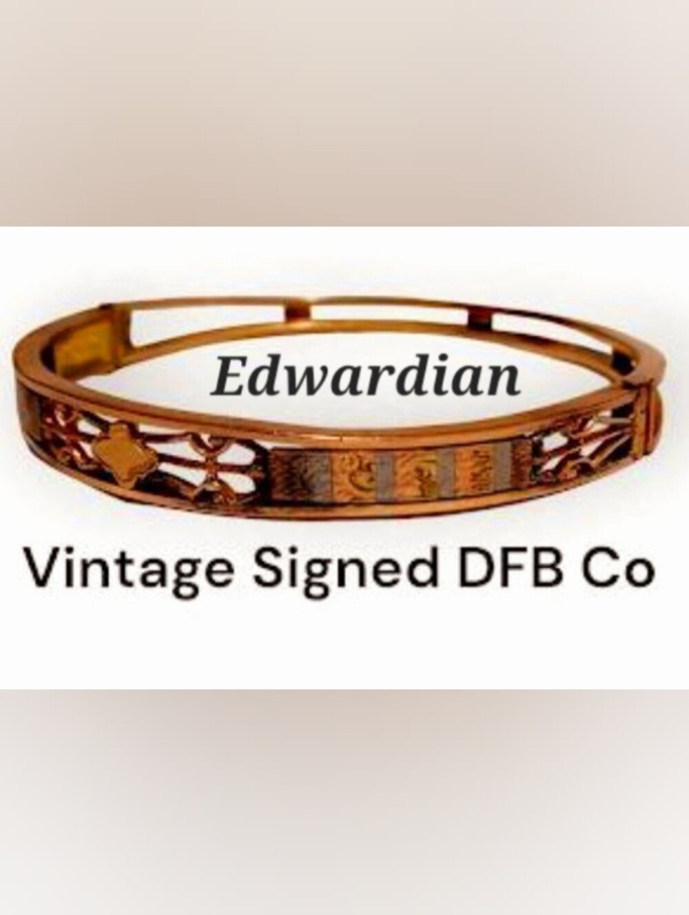 Antique Edwardian D.F.B. Co. CARMEN Sweetheart Expansion Bracelet Clover Gold Fi